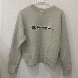 grey champion sweatshirt.